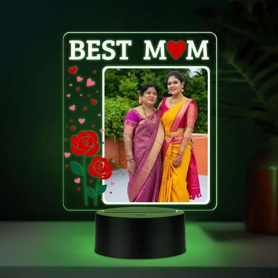 Personalized Best Mom LED Night Lamp with Auto Color Changing Lights (USB Powered)